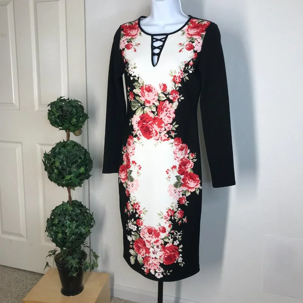 BOLD elements L/S Dress | Black/White/Red | XS - Picture 2 of 10